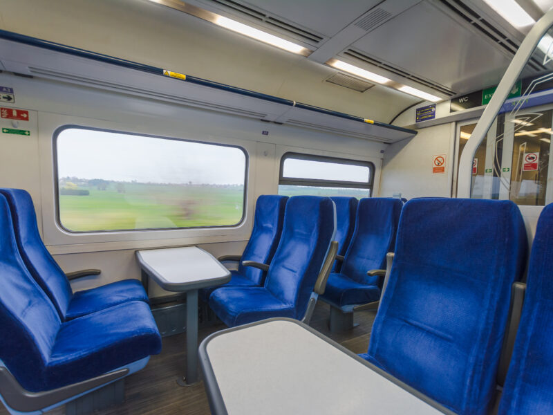 Inside,A,Train,Carriage,In,The,North,Of,England,,Uk.