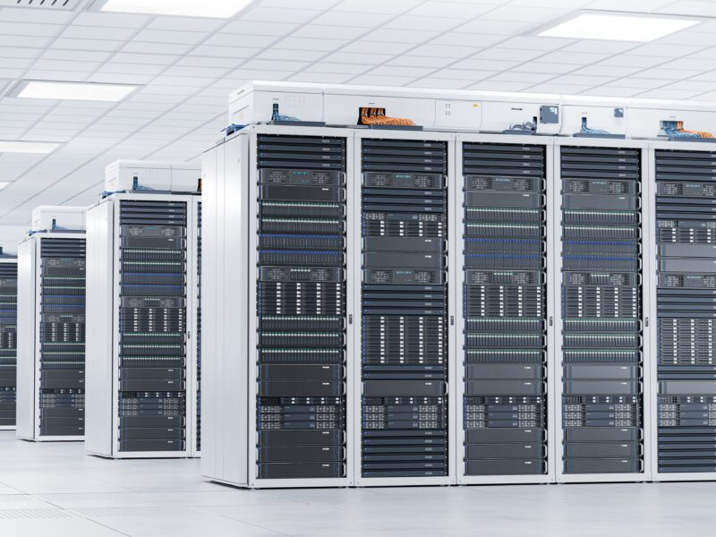 Supercomputer,And,Advanced,Cloud,Computing,Concept.,White,Server,Cabinets,Inside