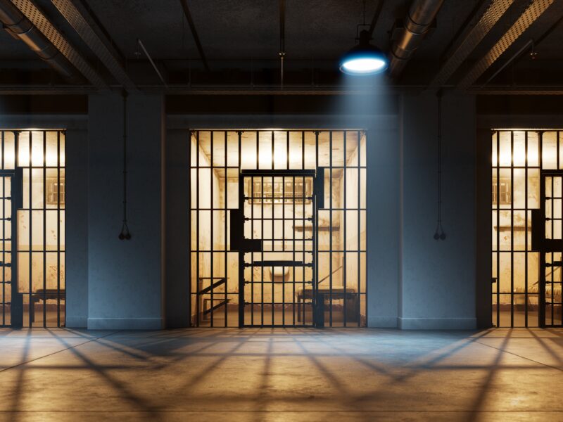 A,View,Through,The,Bars,Of,The,Prisoner's,Cell,Doors,