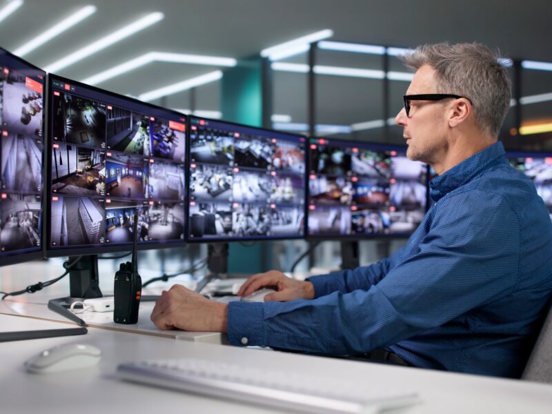 Corporate,Manager,Monitoring,Secure,Cctv,Footage,In,Control,Room