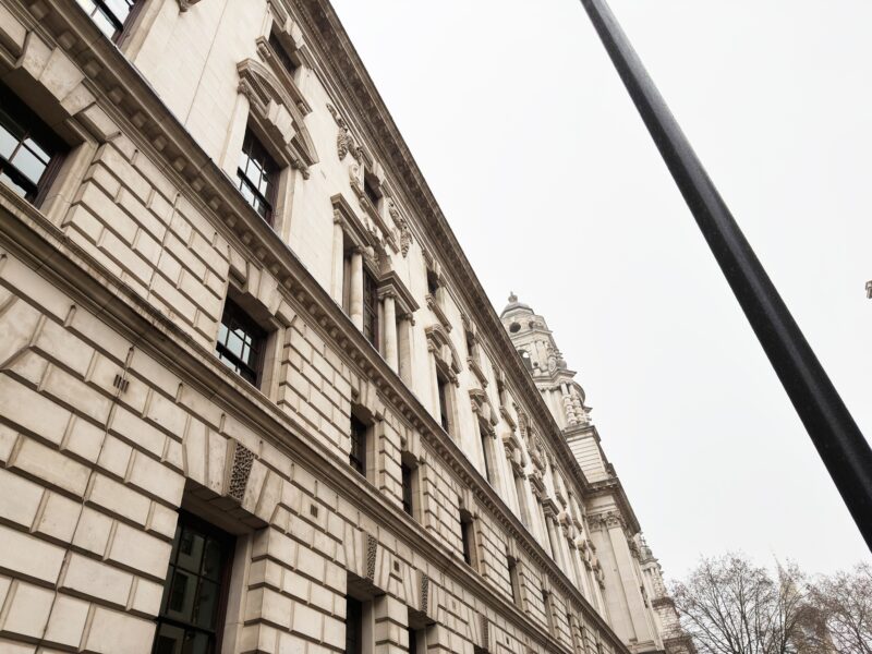 Neoclassical,Hm,Treasury,Government,Building,Facade,In,London,,Uk,Captured