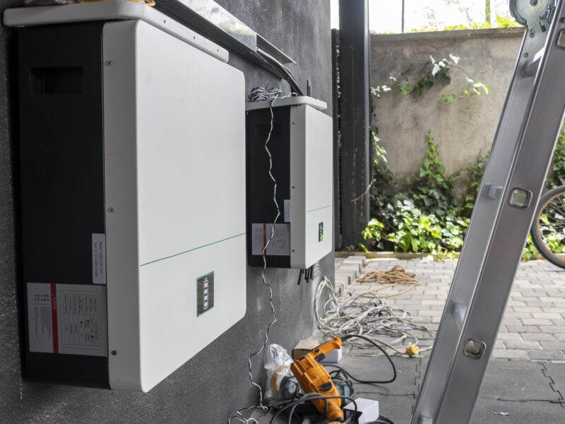 Installation,Of,Solar,Energy,Storage,Batteries,And,Inverter,Units,Mounted